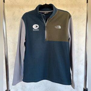 The North Face Blue and Olive Quarter-Zip Pullover